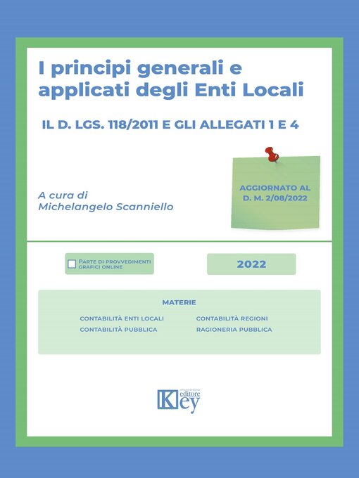 Title details for I principi generali e applicati degli enti locali by Michelangelo Scanniello - Available